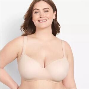 Lane Bryant Cacique 42DD Lightly Lined Balconette Bra Underwire Tan Beige Casual